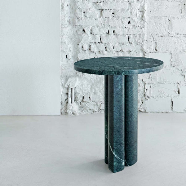 Love me, Love me not' Side Table Verde Alpi Marble Salvatori by COLLECTIONAL DUBAI