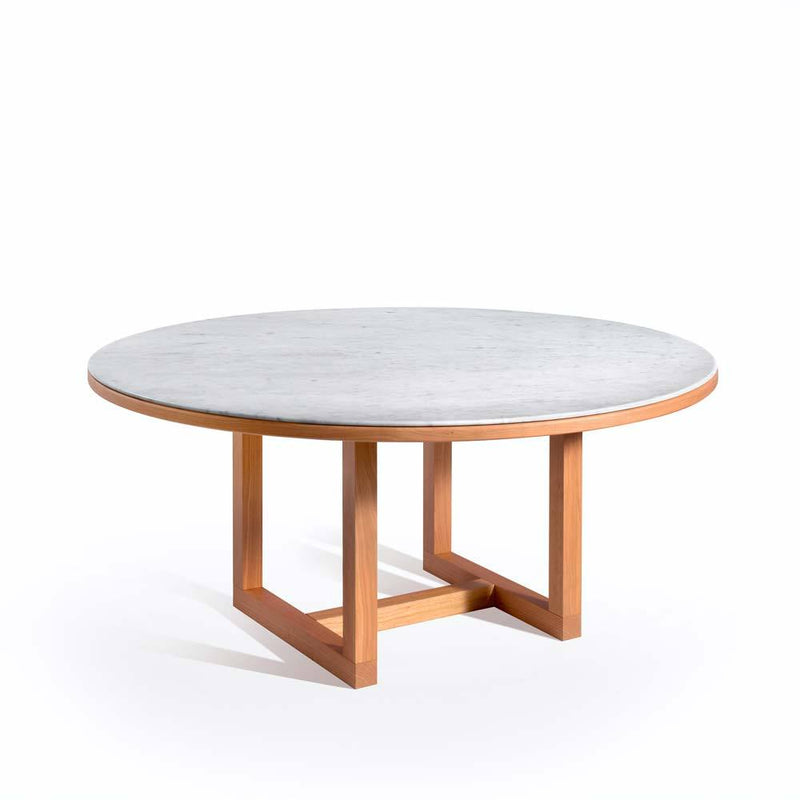 Span Round | | Indoor | Dining Table | Bianco Carrara Marble, Cherry Wood Base