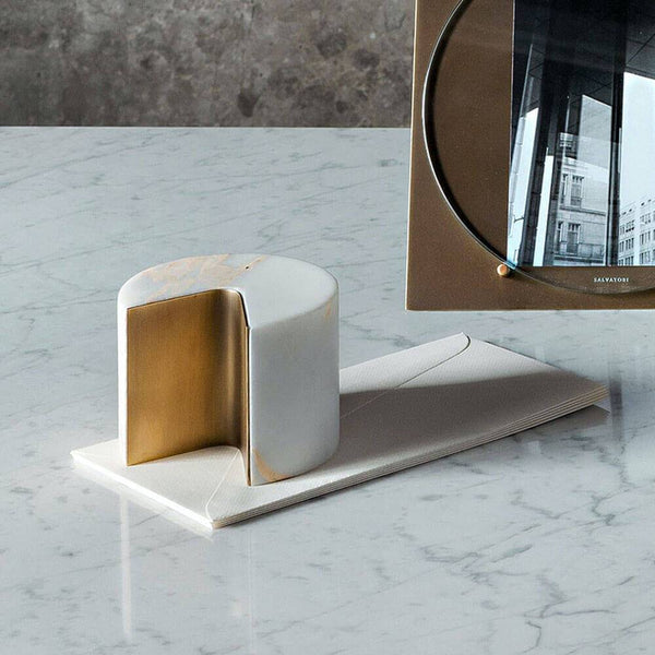 Balancing Paperweight Office Accessory Calacatta Vagli Marble Salvatori by COLLECTIONAL DUBAI