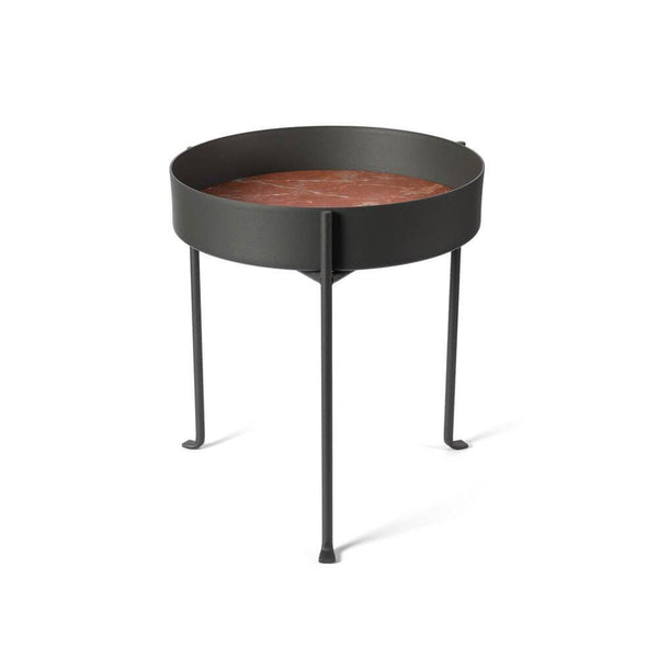 Pietra L02 Small Side Table Rosso Francia Marble Top, Gunmetal Grey Base Salvatori by COLLECTIONAL DUBAI