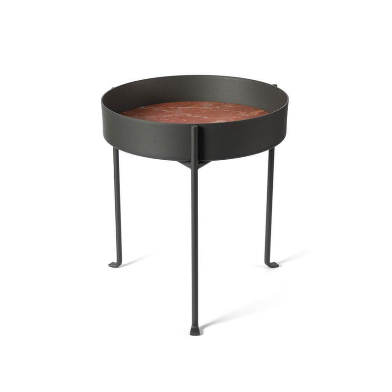Pietra L01 & L02 Small | Side Table | Rosso Francia Marble Top, Gunmetal Grey Base