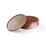 Pietra L09 Container | Trinket Box | Rosso Francia Marble, Walnut Wood Lid