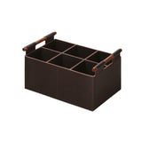 Beta Rectangular | Basket | Moka Saddle Leather, Palisander Wood Handles