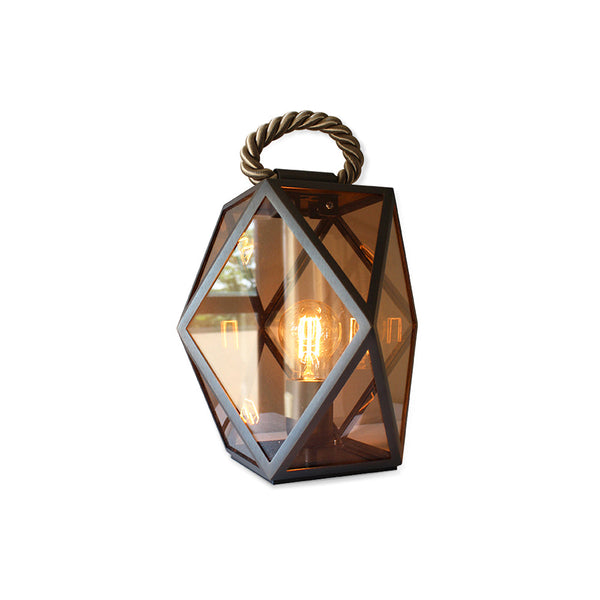 Muse Small Lantern Satin Bronze Amber Acrylic Floor Light by Collectional Dubai