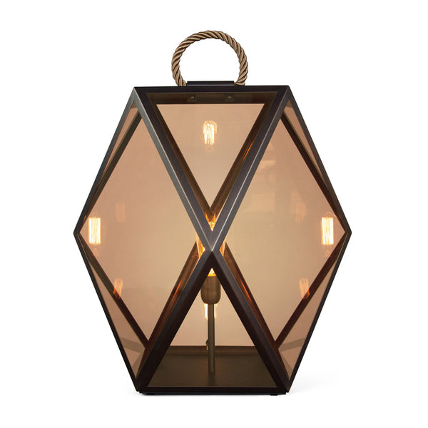 Muse Large Lantern Satin Bronze Amber Acrylic Floor Light by Collectional Dubai