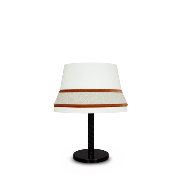 Audrey TA - Medium Glossy Black Lacquered White Cotton Table Light by Collectional Dubai