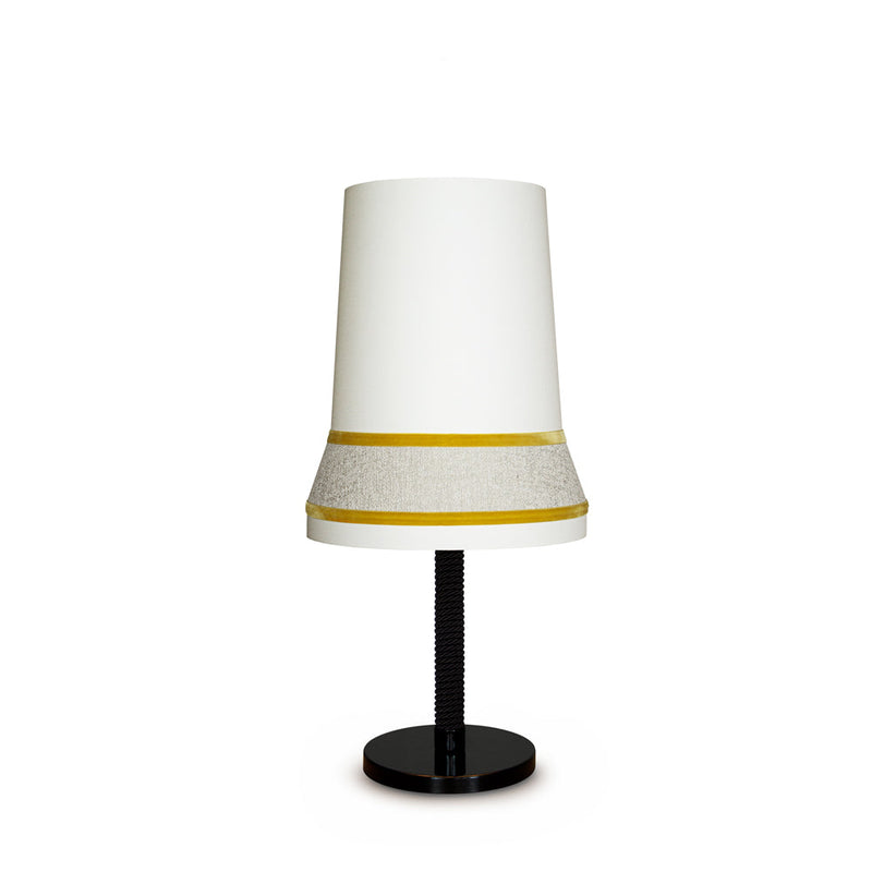 Audrey TA | Large | Table Light | Glossy Black Lacquered | White Cotton