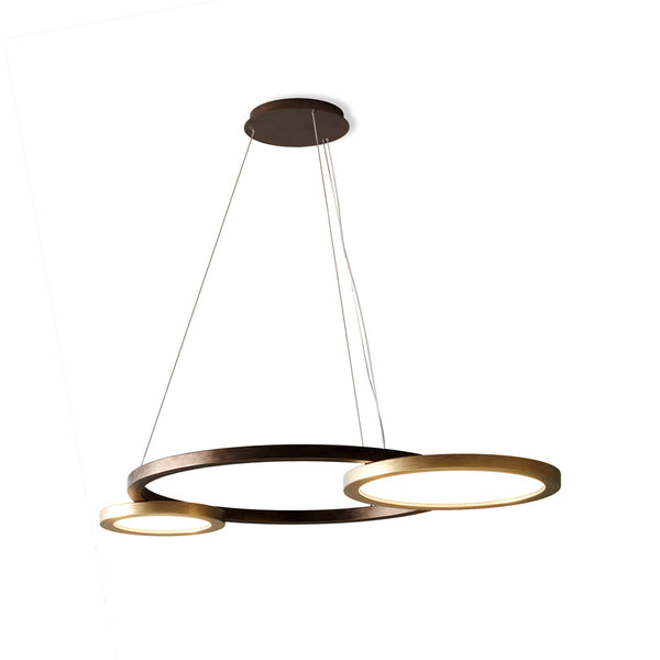 Eclisse So Satin Bronze Wooden Rings Suspension Light by Collectional Dubai