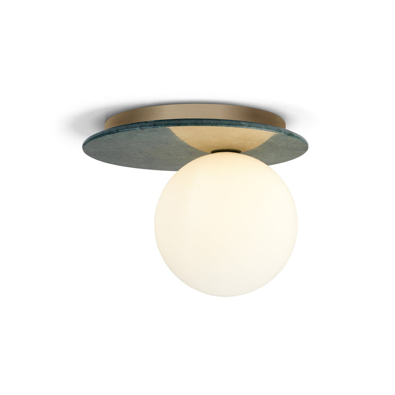 Emma PL | Ceiling Light | Green Marble | Opal White Globe