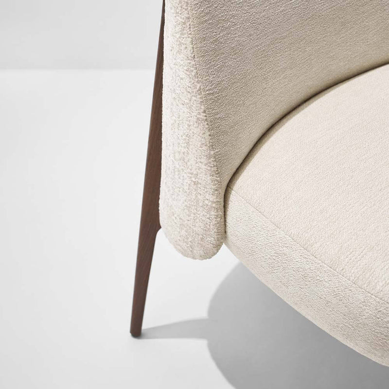 Ames | Dining Chair | Upholstered Light Beige, Smoked Oak Feet
