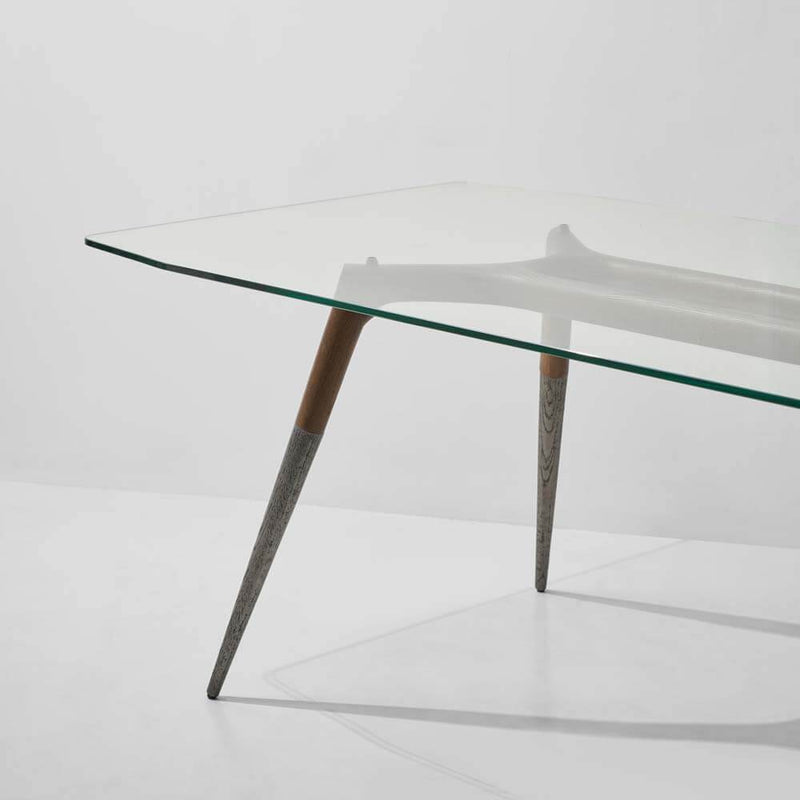 Assembly | Rectangular Table | Glass Top, Fumed Oak Legs