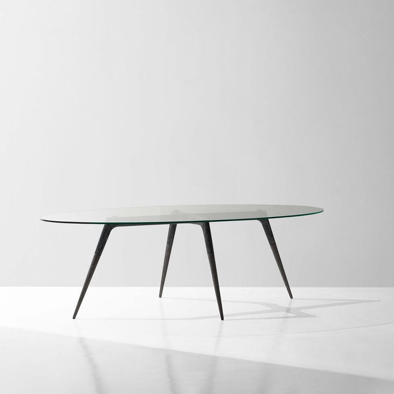 Assembly Oval | Dining Table | Glass Top, Cerused Oak Legs
