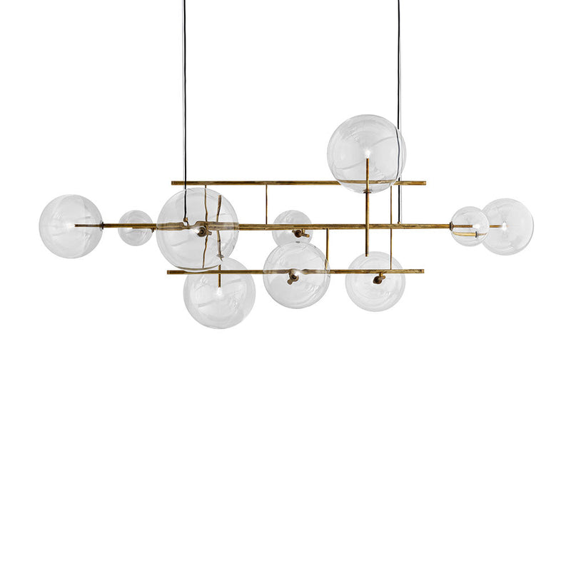 Bolle Orizzontale 10 | Hanging Lamp | Glass | Brass