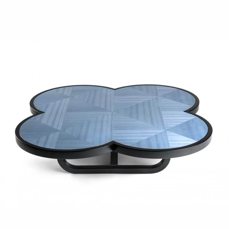 Caryllon Low Table | Coffee Table | Black Lacquered, Blue Inlaid Top