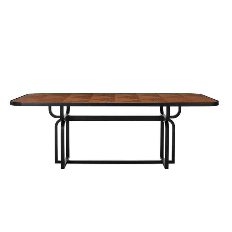 Caryllon Rectangular | Dining Table | Inlaid Top, Black Lacquered
