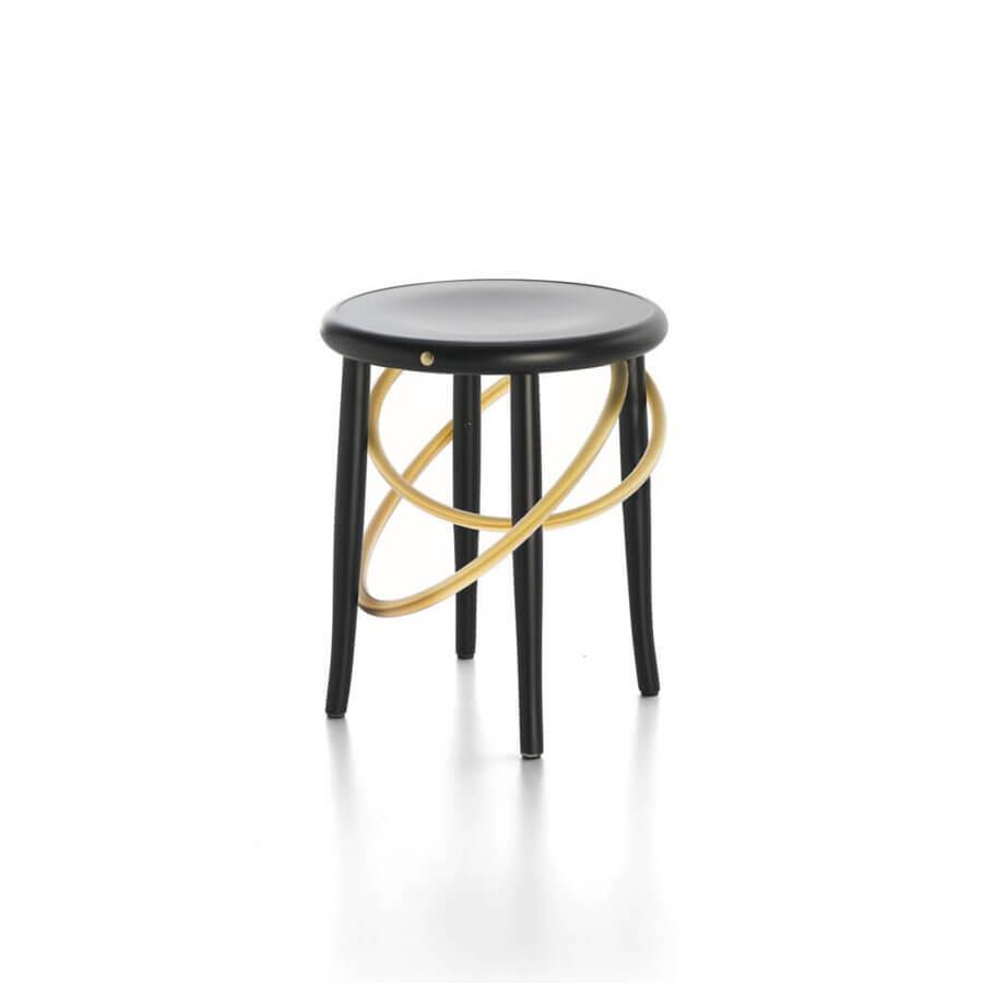 Cirque | Low Stool | Black Lacquered, Brass Rings