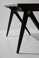 Compass Single Drawer | Desk | Smoked Solid Oak, Iron Legs
