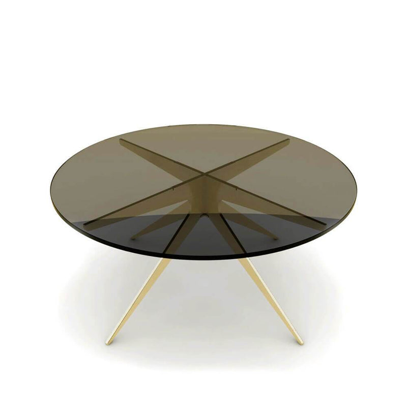 Dean | Round Coffee Table | Smoked Glass | Brass