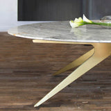 Dean | Oval Dining Table | Stattuario White |  Brass
