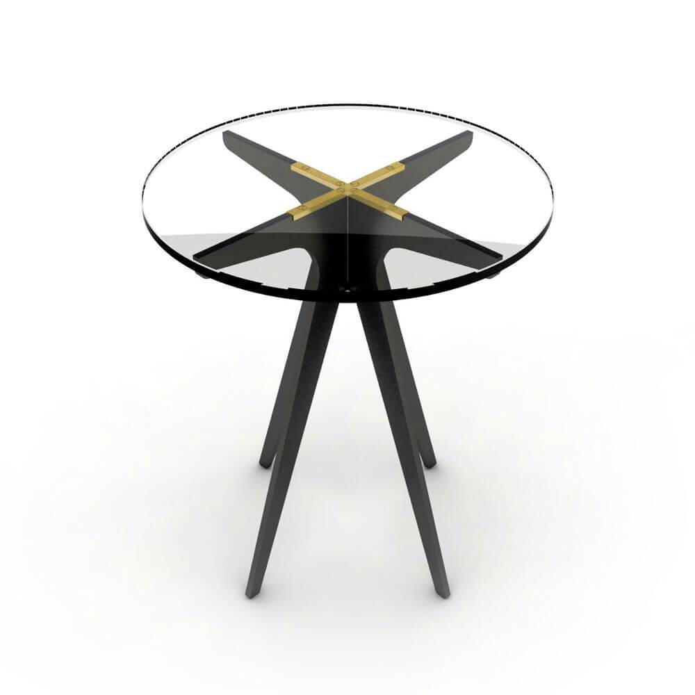 Dean | Round Side Table | Transparent Glass | Black