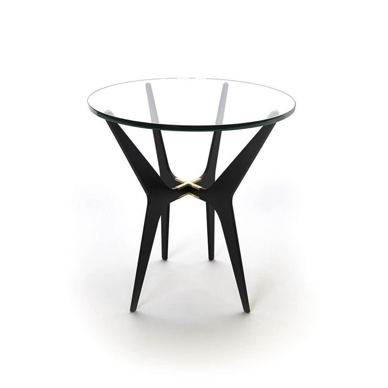 Dean | Round Side Table | Transparent Glass | Black