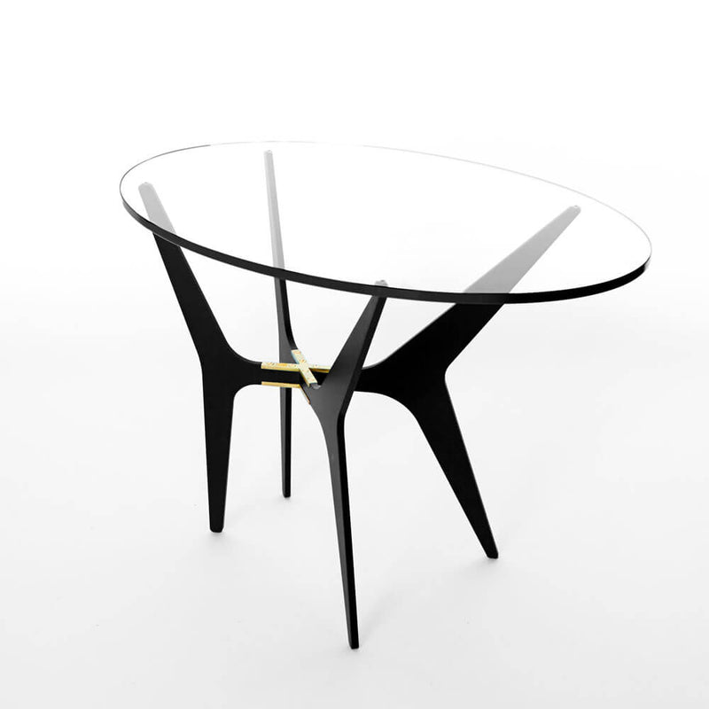 Dean | Oval Side Table | Transparent Glass | Black