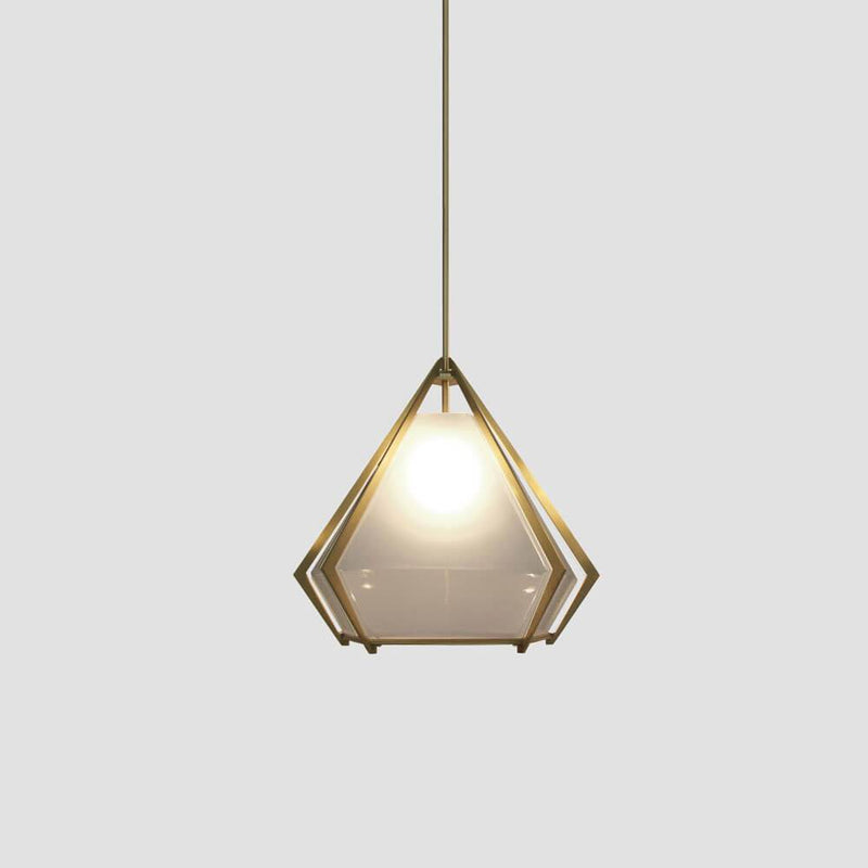 Harlow Small Pendant | Suspension | White Glass | Brass