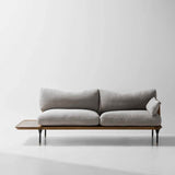 Distrikt Chaise Left Tray | Chaise Lounge | Upholstered Grey Fabric, Fumed Oak Frame