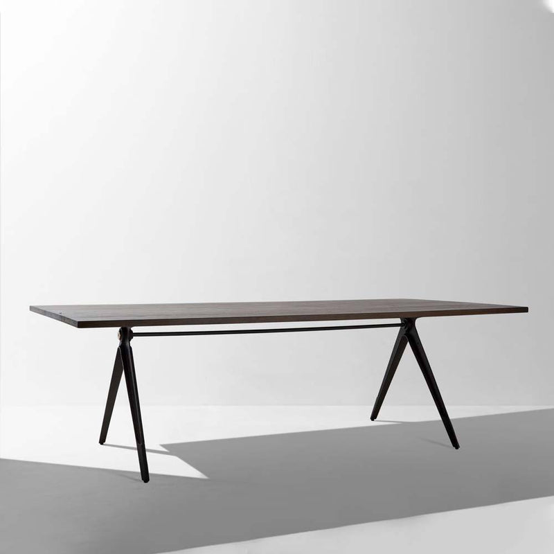 Compass | Large Dining Table | Smoked Oak, Iron Legs