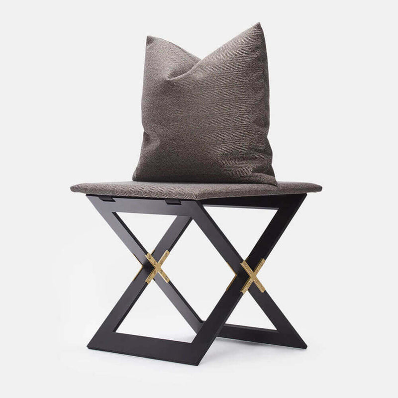 Marx | Low Stool | Charcoal Grey | Black | Brass