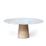 Materic Round | Dining Table | White Carrara Marble Top, Natural Ashwood Base