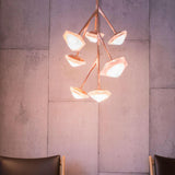 Myriad Tall Chandelier | Suspension | White Glass | Copper