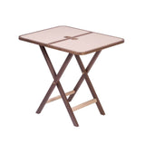 Novecento Rectangular Folding Table | Side Table | Cappuccino Leather Top, Walnut Wood Frame