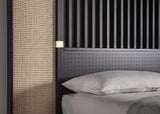 Ottow | Headboard | Black Lacquered Frame, Woven Cane Inserts