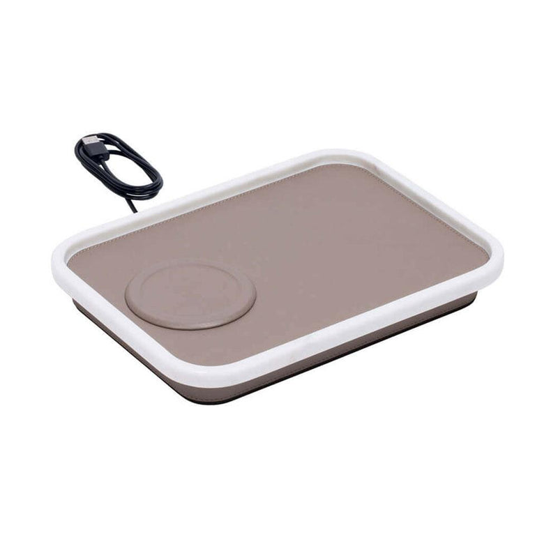 Polo Marmo Wireless Charger | Room Accessory | Mud Leather Pad, Arabescato White Marble Frame