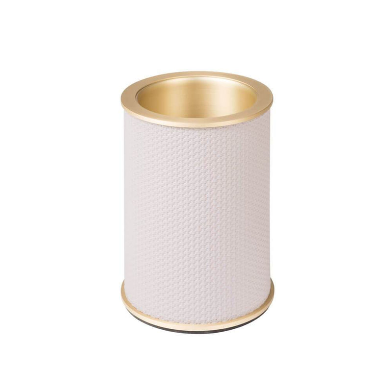Positano | Bottle Cooler | Off White Leather, Brass Structure