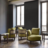 Promenade Lounge | Armchair | Canaletto Walnut, Upholstered Lemon Green, Woven Cane Trim
