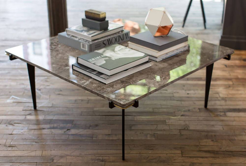 Prong | Square Coffee Table | Black | Brass | Silver