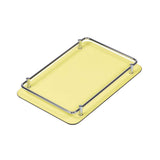 Rondo Rectangular Small Tray | Serveware | Lemon Leather Cover, Chrome Frame