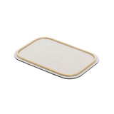 Rossini Rectangular Small Tray | Serveware | Light Grey Leather Cover, Brass Frame
