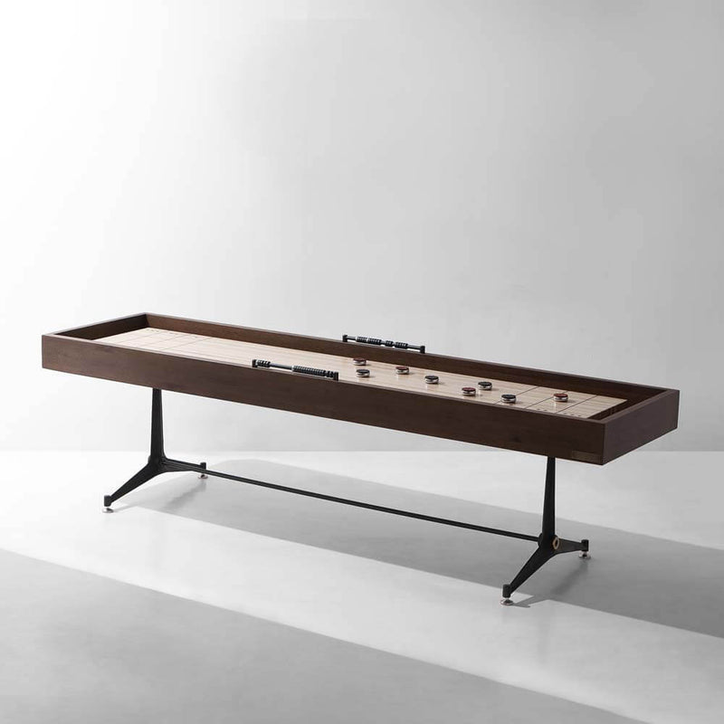 Shuffleboard Table | Game Table | Smoked Oak Top, Black Iron Legs