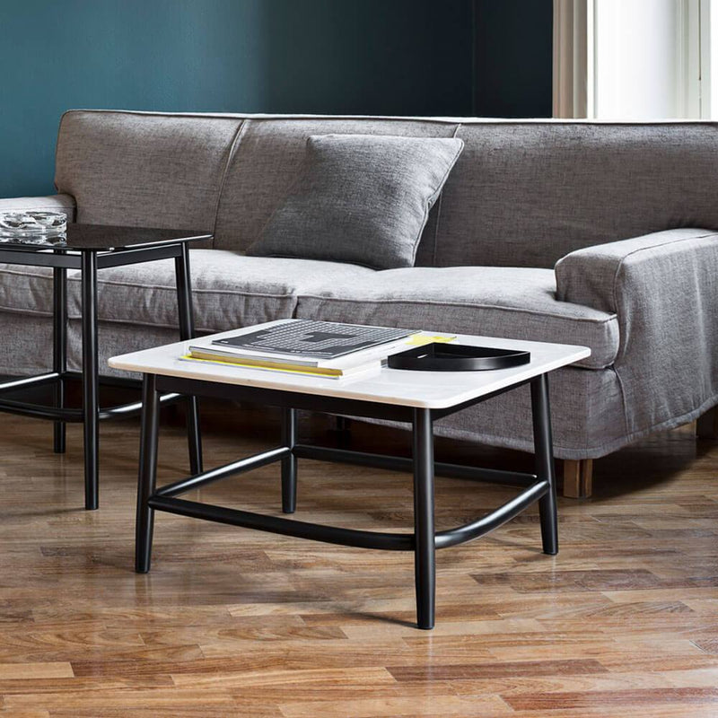 Single Curve 60 | Coffee Table | White Lacquered Top, Black Lacquered