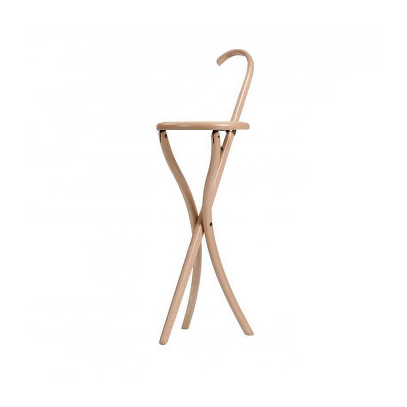 Stocksessel | Folding seat and walking cane | Beech, Woven Seat
