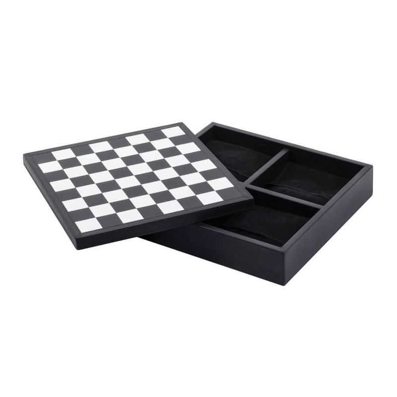 Tosca Safari Triple Game Box | Board Game | Embosed Black Leather Cover