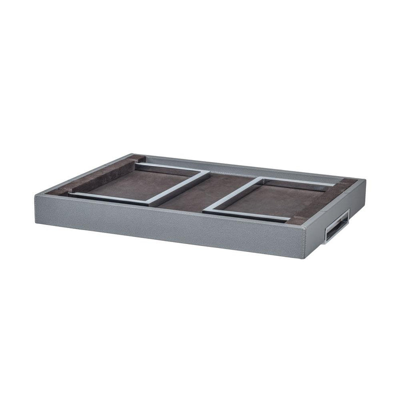 Vic Bed Tray | Serveware | Graphite Leather Cover, Chrome Legs