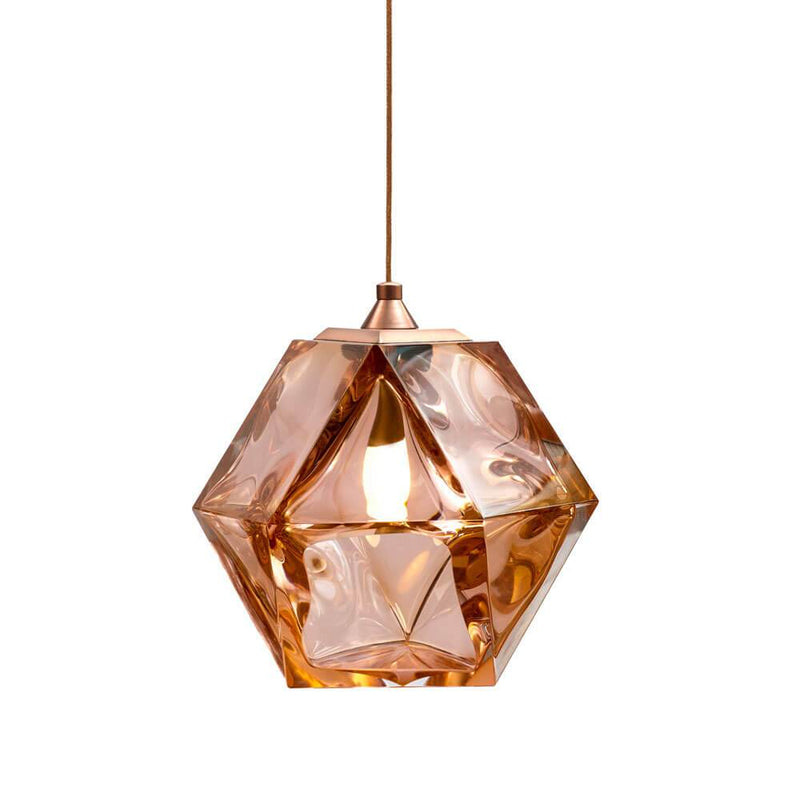 Welles Double Blown Glass Hanging Scone | Wall Light | Pink | Copper