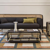 Wiener Box | Coffee Table | Black Lacquered, Woven Sides, Brass