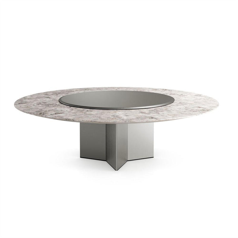 Yol Sect | Table | Calacatta Vagli Oro |  Cashmere gold | grey painted glass