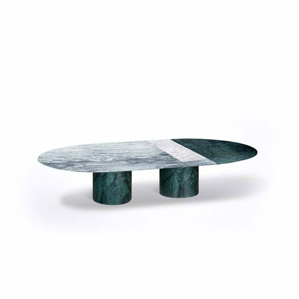 Proiezioni Oval Coffee Table With Inlay Green Marble Salvatori by COLLECTIONAL DUBAI