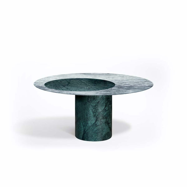 Proiezioni Round Dining Table With Inlay Green Marble Salvatori by COLLECTIONAL DUBAI